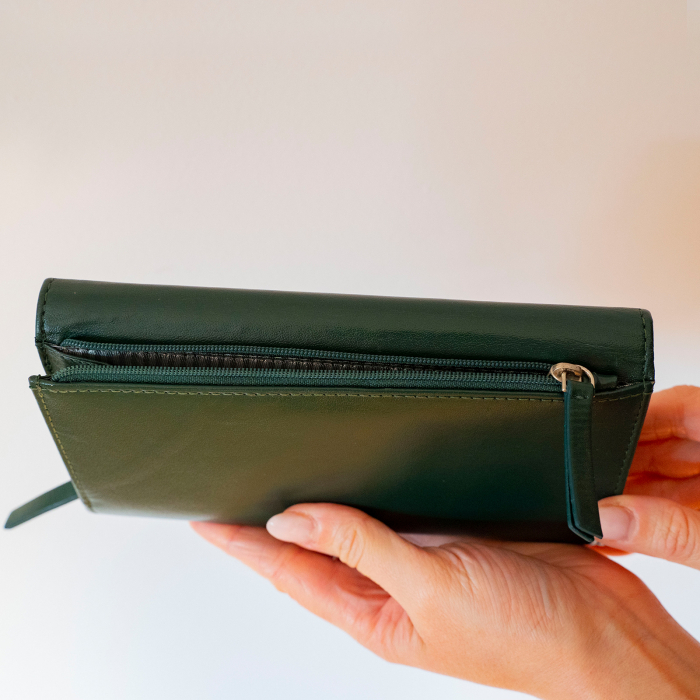 Portofel damă din piele naturală verde închis [4]