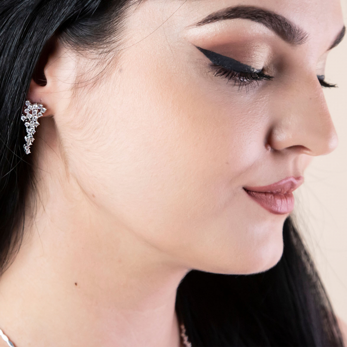 Set elegant din argint cu cercei și colier decorat cu zirconii [6]