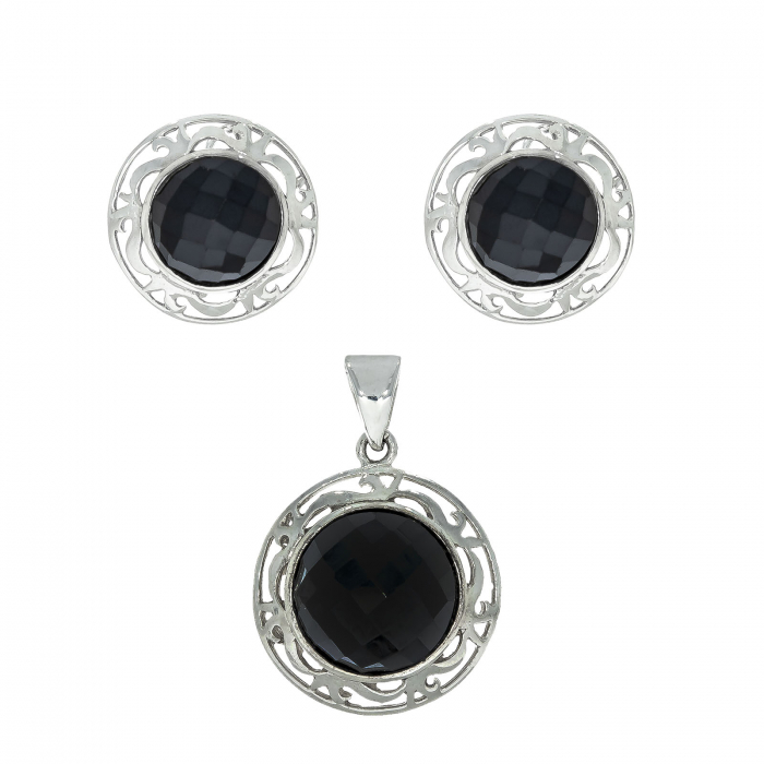 Set din argint elegant cu onix fatetat [4]