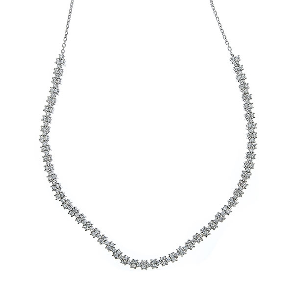 Set elegant de bijuterii din argint cu cercei și colier cu zirconii [2]