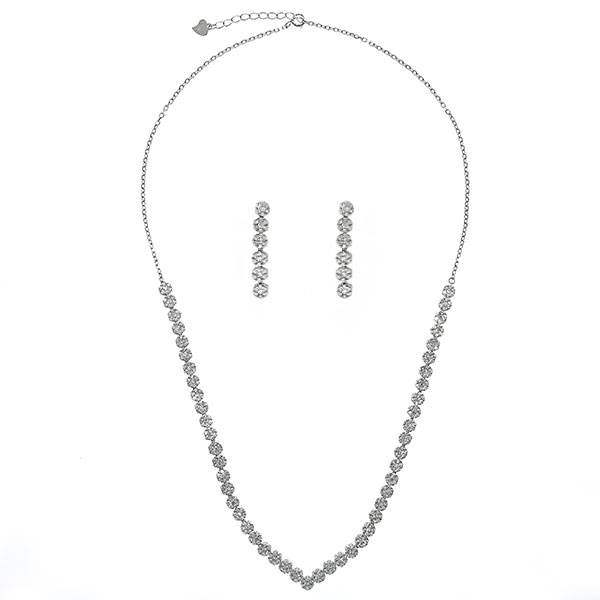 Set bijuterii argint elegant cu cercei și colier cu zirconii [1]
