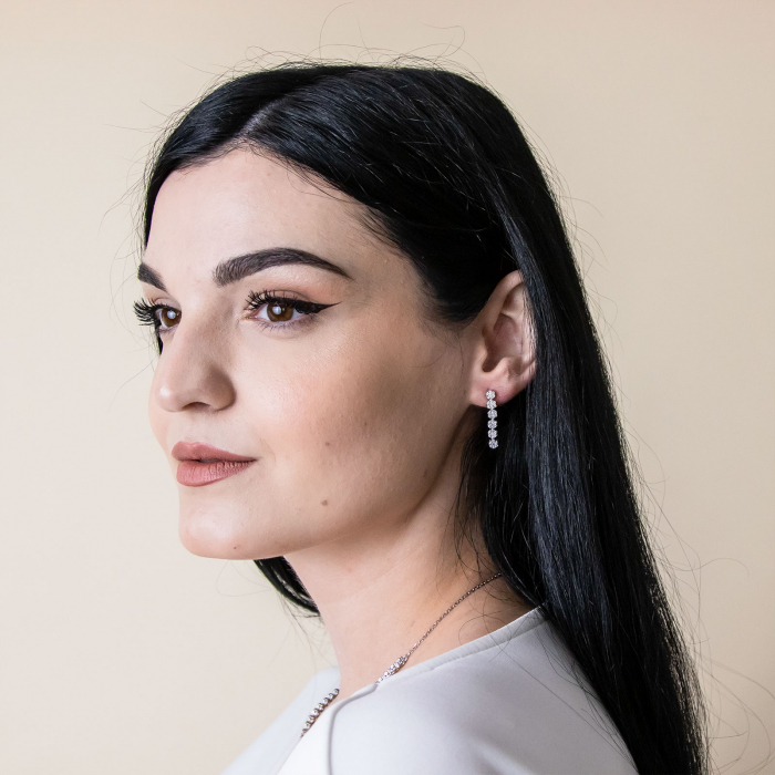 Set bijuterii argint elegant cu cercei și colier cu zirconii [3]