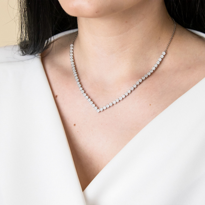 Set bijuterii argint elegant cu cercei și colier cu zirconii [4]