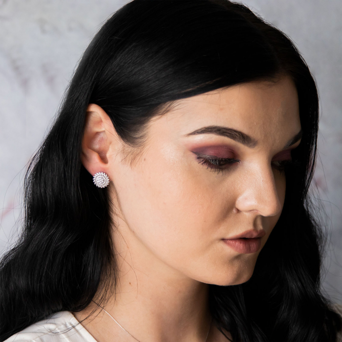 Set din argint cu cercei și pandantiv model floral cu zirconii [4]