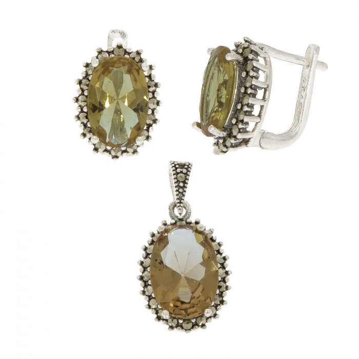 Set argint cu marcasite si sultanit oval fațetat [2]