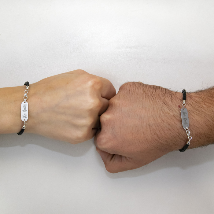 Set brățări cu șnur din piele și plăcuțe personalizate [2]