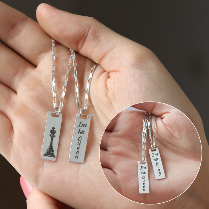 Set argint personalizat cupluri Rege si Regina piese de sah [2]
