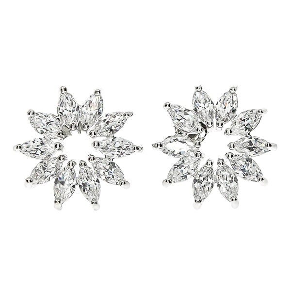 Set bijuterii pentru mireasă cu cercei și colier cu motive florale și cristale [4]