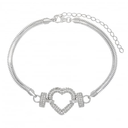 Bratari Argint - Brățară din argint rodiat cu inimă încrustată cu zirconii