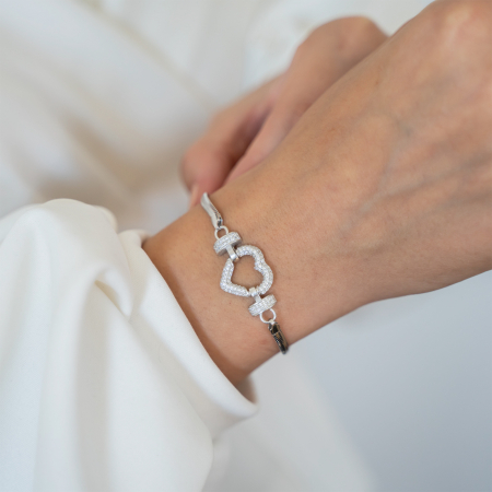 Brățară din argint rodiat cu inimă încrustată cu zirconii [1]