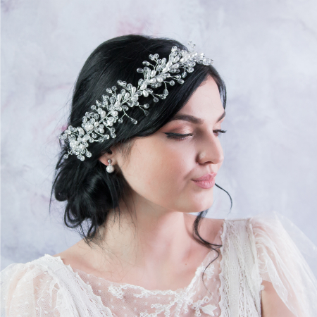 Accesoriu maleabil pentru păr cu perle și cristale [2]