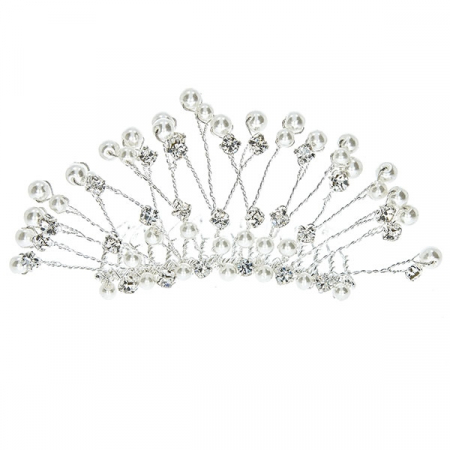Bridal Collection - Pieptene de păr elegant, cu cristale, perle și ștrasuri
