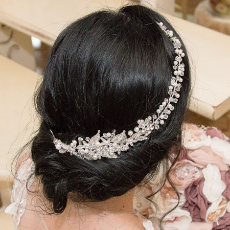Bridal Collection - Accesoriu modelator pentru păr cu motive florale, cristale, perle și ștrasuri