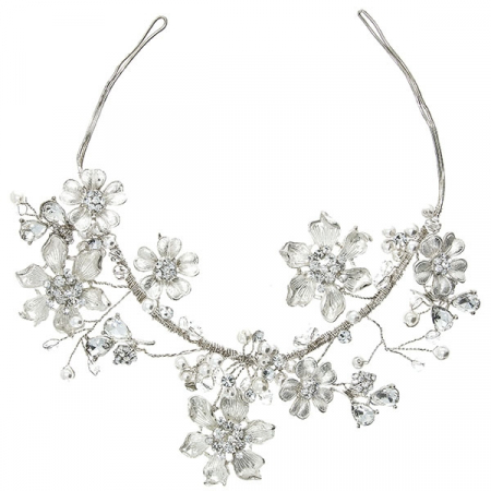 Accesoriu floral pentru păr, modelator, cu cristale și perle [1]