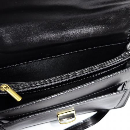 Borsetă elegantă din piele naturală neagră [2]