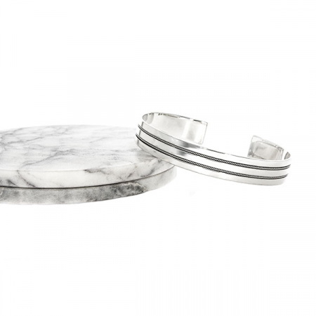 Brățară fixă argint cu model patinat [5]