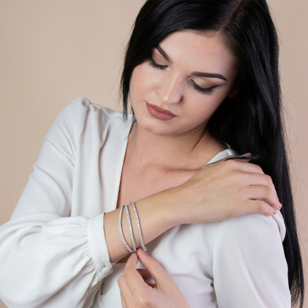 Brățară tennis din argint rodiat cu cristale dreptunghiulare [3]