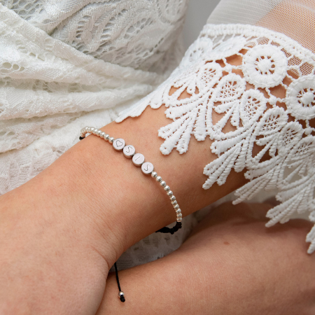 Brățară cu bile și mărgele din argint personalizate, reglabilă [1]