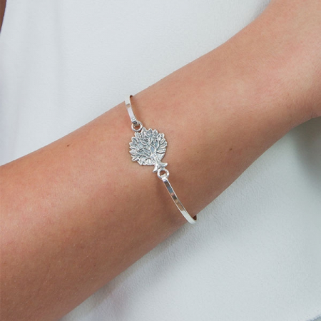 Bratara fixa din argint cu arborele vietii patinat [1]