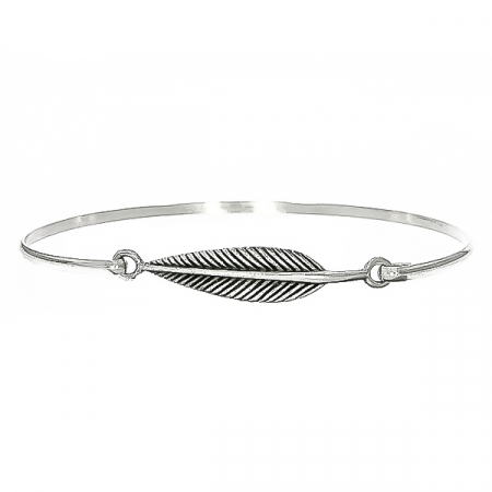 Bratara fixa argint patinat cu model pana [2]