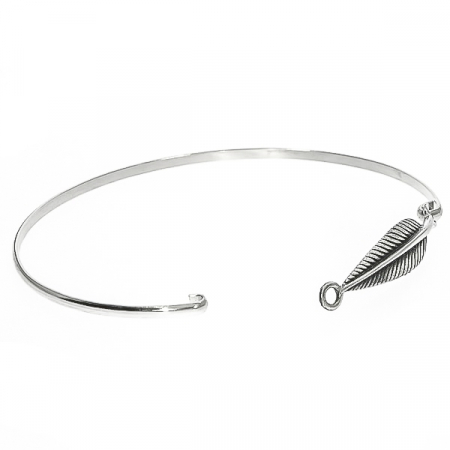 Bratara fixa argint patinat cu model pana [3]
