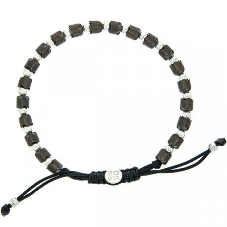 Brățară unisex împletită cu biluțe din argint și mărgele mate maro [1]