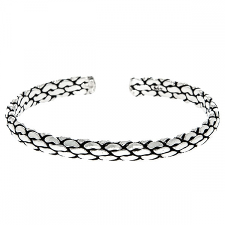 Brățară semi-rigidă din argint antichizat model împletit, unisex [3]