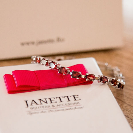 Bratara argint rodiat cu granate fatetate naturale [6]