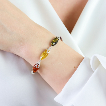 Bratara din argint cu chihlimbar colorat [0]