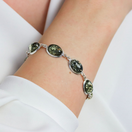 Brățară din argint și chihlimbar verde [0]