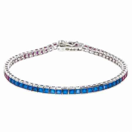 Brățară din argint rodiat cu zirconii albastre și ciclam [0]