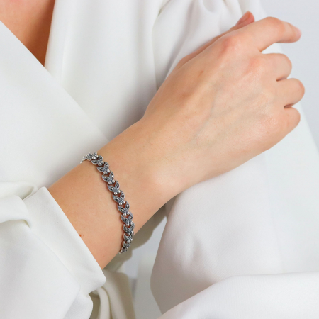 NOUTĂȚI - Bratara din argint model floral cu marcasite