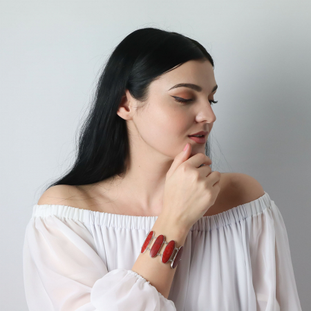 Brățară argint statement cu pietre naturale de coral [0]