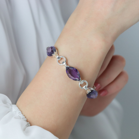 PENTRU EA - Brățară elegantă din argint rodiat cu cristale fațetate de zirconiu violet