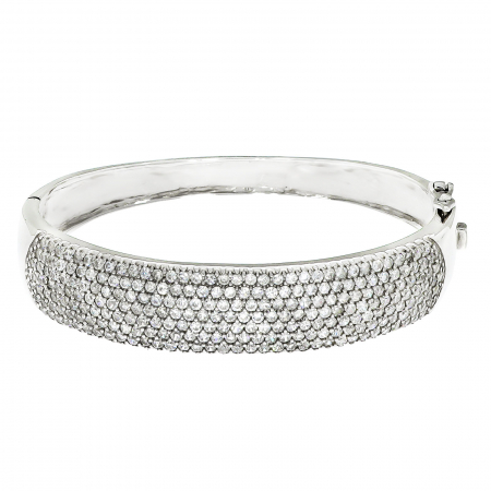 Brățară argint rodiat fixă încrustată cu cristale de zirconiu [0]