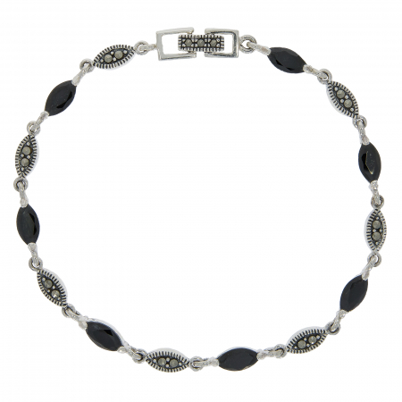 Brățară argint antichizat cu zirconii negre și marcasite [0]