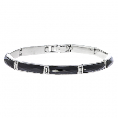 Brățară argint rodiat cu pietre dreptunghiulare de onix fațetate [1]