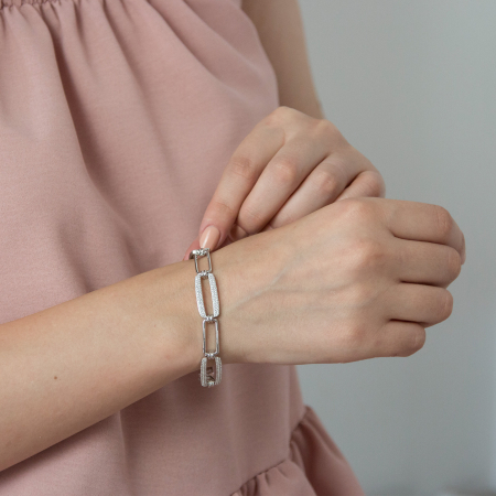 Bratara din argint cu zale dreptunghiulare si zirconiu [1]