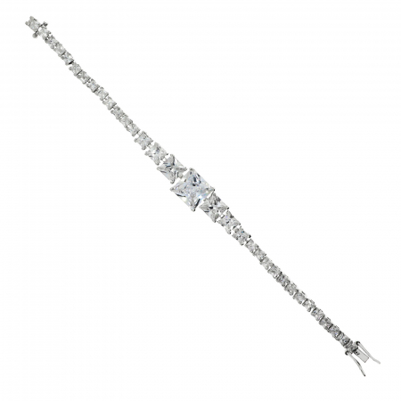 Brățară argint rodiat tip tennis cu zirconii pătrate fațetate [1]
