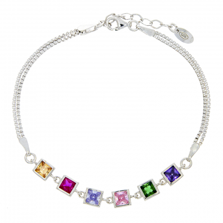 Bratara argint curcubeu cu zirconii colorate [1]