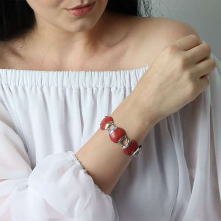 Brățară argint cu pietre mari de coral [0]