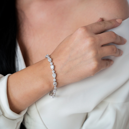 Brățări - Brățară din argint rodiat elegantă, cu cristale de zirconiu