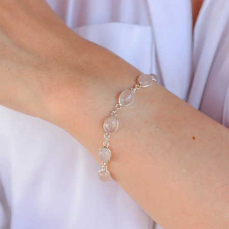 Bratara din argint cu pietre de cuart roz. [1]