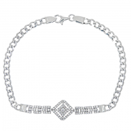 Bratara din argint cu element dreptunghiular si zirconii [1]