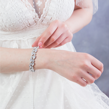 Brățară lată cu zirconiu incolor, pentru mireasă [1]
