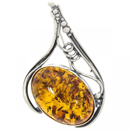 Brosa din argint eleganta cu piatra de chihlimbar baltic [0]