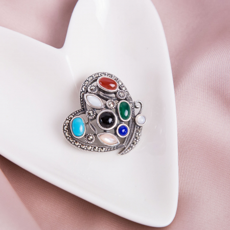 Broșă argint cu pietre semi-prețioase [1]