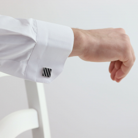 Butoni patrati din argint cu email negru [0]