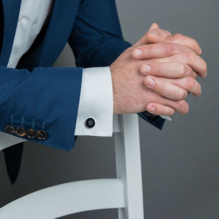 Butoni argint rotunzi cu email negru [2]