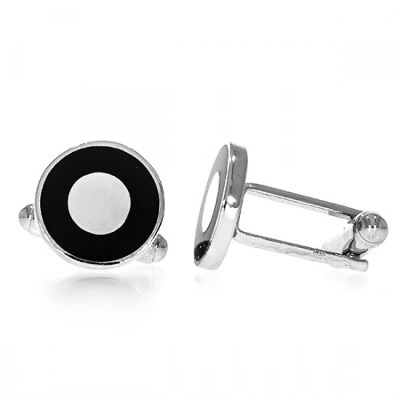 Butoni argint rotunzi cu email negru [5]